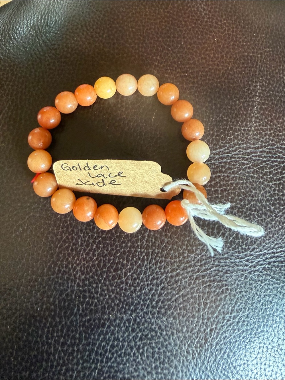 Golden Lace Jade Beaded Stretch Bracelet - Orange
